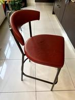 Chaise de bar haute rouge Barelli-Zit, 1 tabouret, 60 à 90 cm, Cuir, Avec repose-pieds
