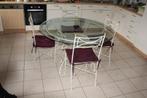 Table + 6 chaises en fer forgé (intérieur/etérieur, Maison & Meubles, Tables | Tables à manger, Comme neuf, Rond, Enlèvement, Métal