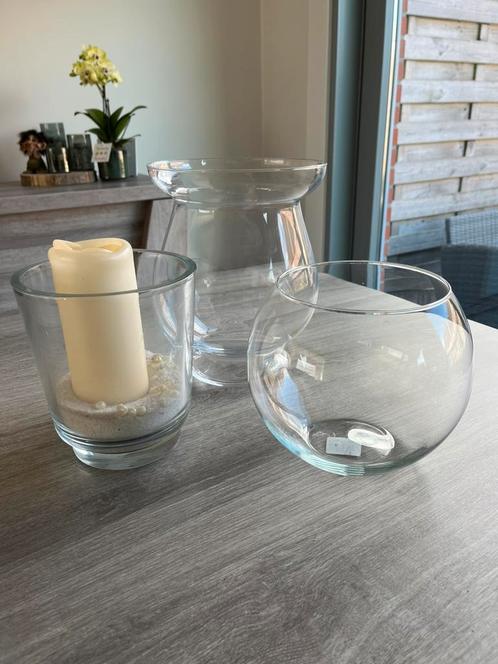 Set van 3 mooie vazen, Huis en Inrichting, Woonaccessoires | Vazen, Zo goed als nieuw, Glas, Ophalen