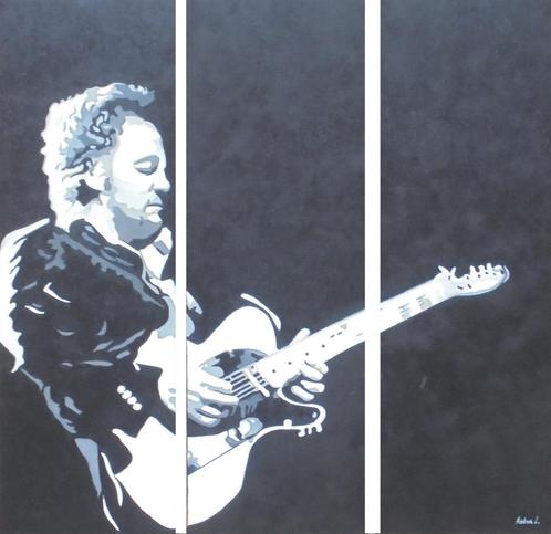 grande peinture à l'huile 3 panneaux Bruce Springsteen (120x, Collections, Musique, Artistes & Célébrités, Neuf, Affiche, Œuvre d'art ou Peinture