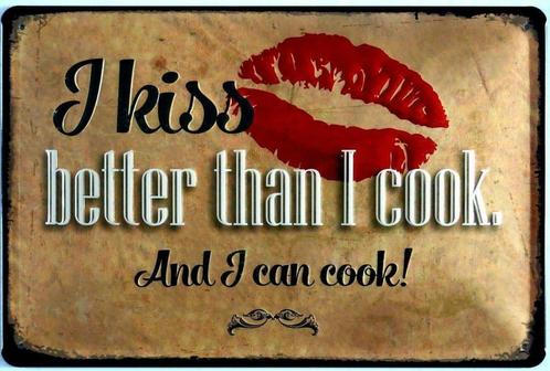 Reclamebord van I Kiss better than I Cook in reliëf- 30x20 c, Verzamelen, Merken en Reclamevoorwerpen, Nieuw, Reclamebord, Verzenden