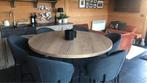 Halfhoge ronde tafel met 6 comfortabele barstoelen, Ophalen, Zo goed als nieuw