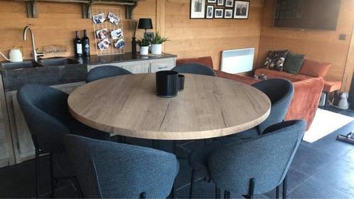 Halfhoge ronde tafel met 6 comfortabele barstoelen, Huis en Inrichting, Tafels | Statafels, Zo goed als nieuw, Ophalen