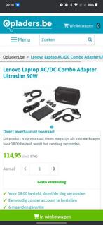 Lenovo Laptop AC/DC Combo Adapter Ultraslim 90W, Computers en Software, Laptop-opladers, Ophalen, Zo goed als nieuw