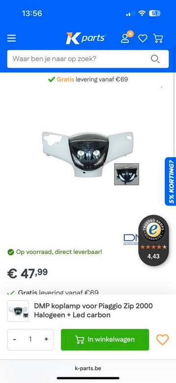 koplamp voor Piaggio Zip 2000 Halogeen + Led carbon beschikbaar voor biedingen