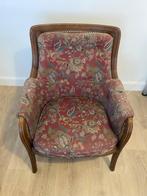 Vintage fauteuil met bloemenmotief, Huis en Inrichting, Fauteuils, Ophalen, Hout, Gebruikt, Minder dan 75 cm