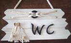 Wit houten „WC” hangpaneel, Ophalen of Verzenden