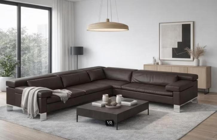 design lederen jori zetel, Huis en Inrichting, Zetels | Zetels, Gebruikt, Hoekbank, Ophalen