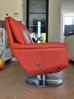 Fauteuil relax Leolux Cece en cuir avec pouf, 75 à 100 cm, Enlèvement ou Envoi, Comme neuf, Cuir