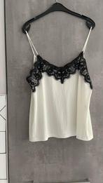 TOP blanc crème noir ZARA élégant L, Sans manches, Enlèvement ou Envoi, Autres couleurs, Zara