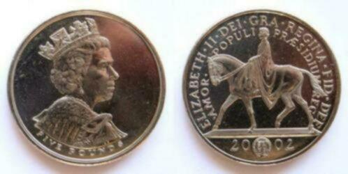 five pounds 2002 Golden Jubilee Crown Queen Elizabeth II, Timbres & Monnaies, Monnaies | Europe | Monnaies non-euro, Monnaie en vrac