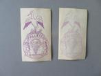 2 oude fiets stickers decals cycles Pallieter (paars), Verzenden, Zo goed als nieuw, Voor 1940, Prent