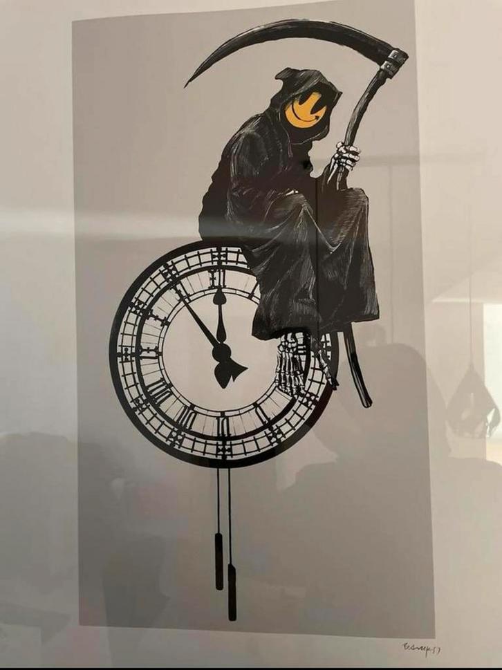Banksy - Grin Reaper, Antiek en Kunst, Kunst | Litho's en Zeefdrukken, Ophalen