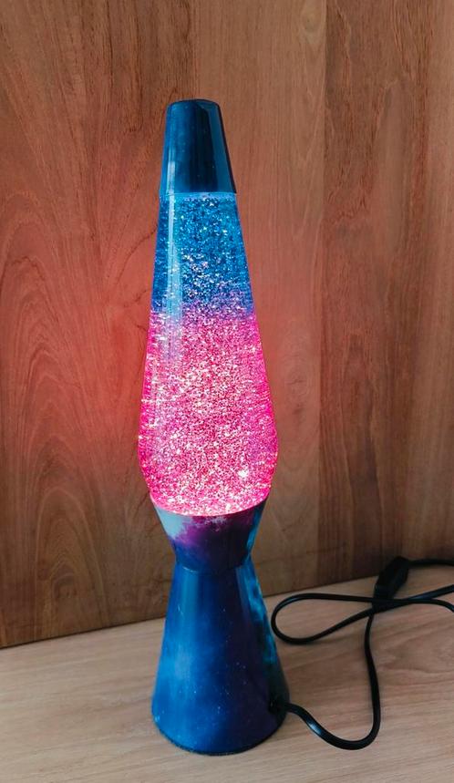 Glitter lavalamp, Huis en Inrichting, Lampen | Tafellampen, Zo goed als nieuw, Minder dan 50 cm, Glas, Metaal, Ophalen