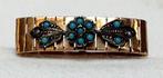 Juweel goud broche turkoois pareltjes antiek., Handtassen en Accessoires, Antieke sieraden, Ophalen of Verzenden, Goud, Broche