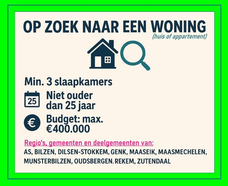 Huis GEZOCHT, Immo, Op zoek naar een huis