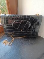 DELVAUX Vintage zwarte croco tas met logo, Handtassen en Accessoires, Tassen | Damestassen, Verzenden, Overige kleuren