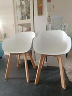 2 wit met houtkleur keukenstoelen, Huis en Inrichting, Stoelen, Ophalen, Zo goed als nieuw, Wit