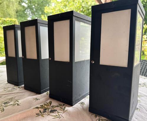 3 stuks muurverlichting buiten zwart, Tuin en Terras, Buitenverlichting, Gebruikt, Hanglamp, Aluminium, Minder dan 50 watt, Netvoeding