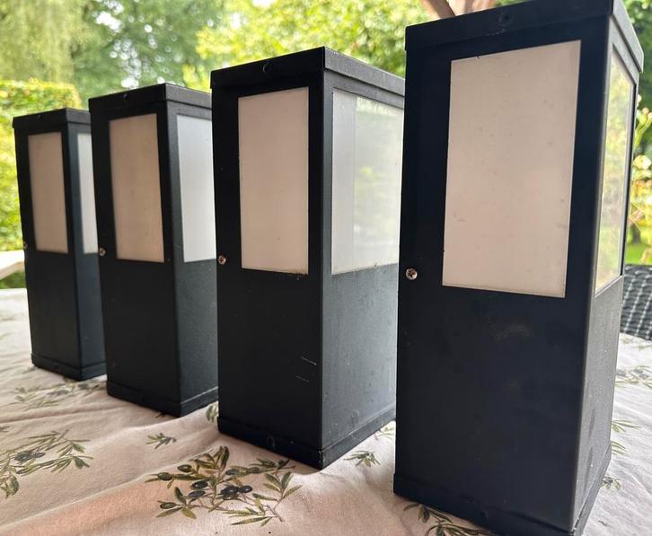 3 stuks muurverlichting buiten zwart, Tuin en Terras, Buitenverlichting, Gebruikt, Hanglamp, Aluminium, Minder dan 50 watt, Netvoeding