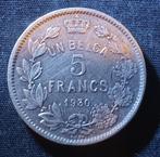 1 belga, 5 frank 1930 FR, pos. B - Albert I, Postzegels en Munten, Munten | België, Verzenden, Losse munt