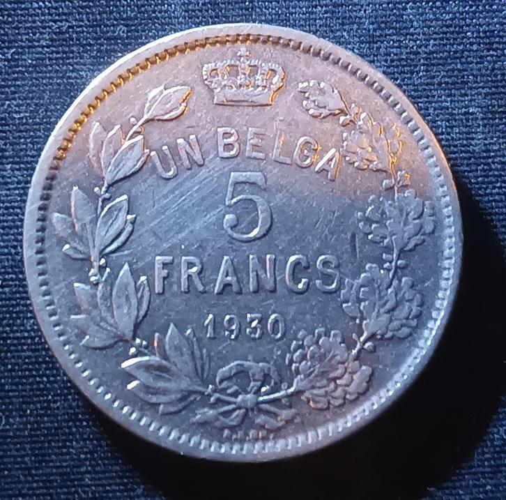 1 belga, 5 frank 1930 FR, pos. B - Albert I, Postzegels en Munten, Munten | België, Losse munt, Verzenden