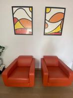 2 leren vintage design stoeltjes, Ophalen, Twee, Overige kleuren, Leer