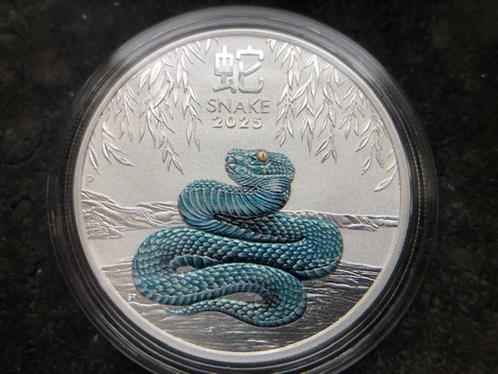 2025 Australia - Lunar III - Snake coloured - 1 oz silver, Postzegels en Munten, Edelmetalen en Baren, Zilver, Ophalen of Verzenden