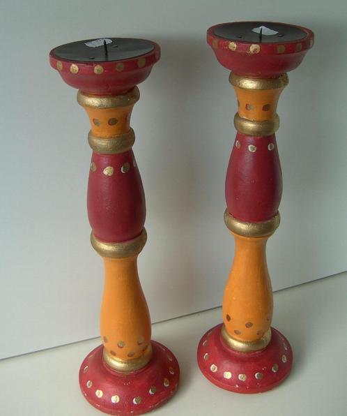 HOUTEN KANDELAAR STOMPKAARSEN 40 cm 2 STUKS NIEUW, Diversen, Kerst, Nieuw, Ophalen of Verzenden