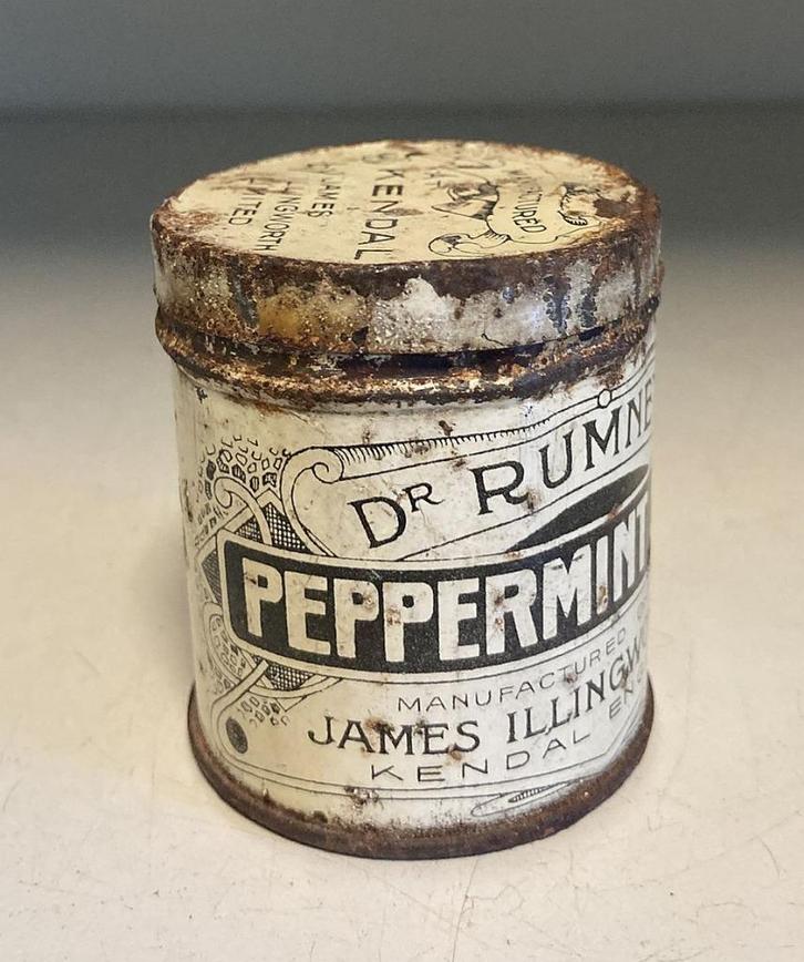 Vintage blik Dr. Rumney Peppermint Snuff, Verzamelen, Blikken, Gebruikt, Overige, Overige merken, Ophalen of Verzenden