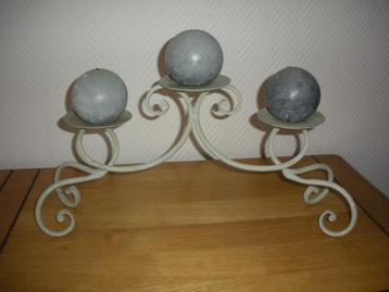 Chandelier en fer à 3 branches., Moins de 25 cm, Gris, Comme neuf, Enlèvement