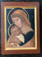 Echte icoon Maria met Kind met goudverf (24,5 op 18,5 cm), Antiek en Kunst, Curiosa en Brocante, Ophalen of Verzenden