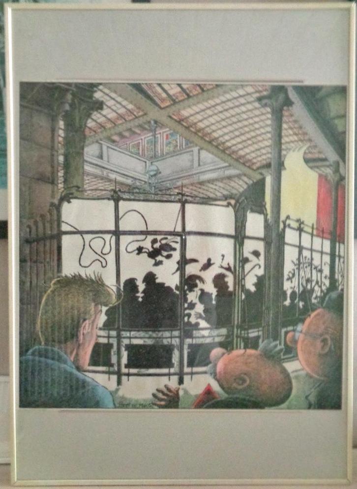 Bob De Moor - tekening van/voor affiche ivm stripmuseum, Boeken, Stripverhalen, Gelezen, Ophalen of Verzenden