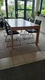 Grote tafel 2x1m, uitklapbaar tot 3m, in gebleekte eik, Huis en Inrichting, Tafels | Eettafels, Ophalen, Gebruikt, 100 tot 150 cm