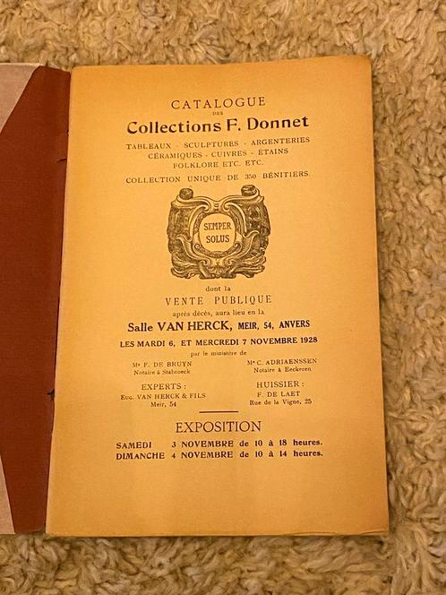 Verz. DONNET 1928 wijwatervatje bénitier stoup, Antiek en Kunst, Antiek | Boeken en Manuscripten, Ophalen