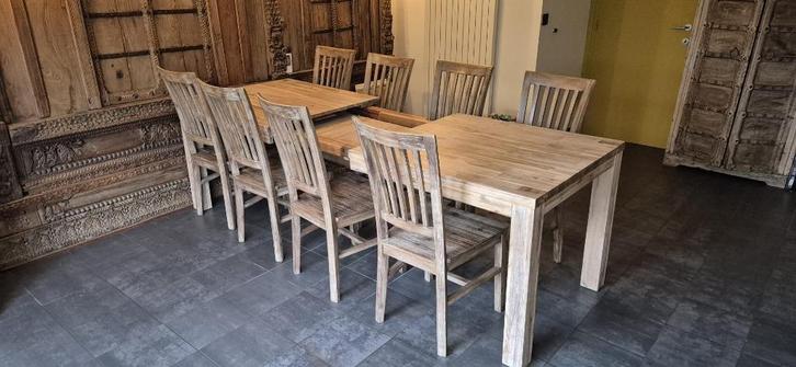 Tafel en stoelen, Huis en Inrichting, Tafels | Eettafels, Gebruikt, 50 tot 100 cm, 150 tot 200 cm, Vijf personen of meer, Rechthoekig