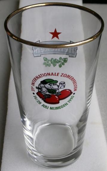 Heineken bier glas 21e zomerfeesten juli Nijmegen 1990 beschikbaar voor biedingen