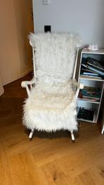 Witte houten schommelstoel met/zonder schapenvel, Ophalen, Gebruikt, Wit, Eén