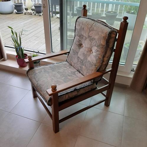 Zetel eik met losse kussens, Huis en Inrichting, Zetels | Zetels, Gebruikt, Rechte bank, Eenpersoons, Minder dan 150 cm, 75 tot 100 cm