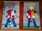 Vintage kinder wandkleedjes met vilt op jute.Samen voor € 5, Ophalen