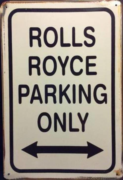 Metalen rusty-old wandplaat Rolls Royce Parking Only, Auto diversen, Tuning en Styling, Ophalen of Verzenden
