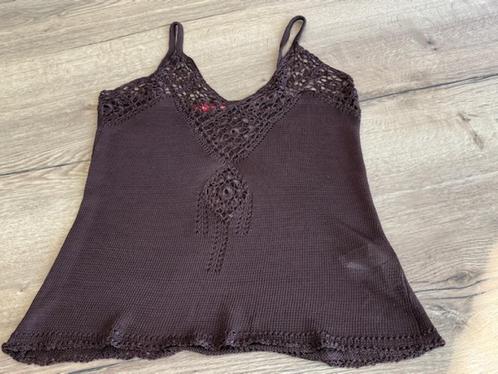 Topje in tricot ( Medium ) bruin, Kleding | Dames, Topjes, Zo goed als nieuw, Maat 38/40 (M), Bruin, Zonder mouw, Ophalen of Verzenden