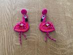 Fuschia oorbellen flamingo, Handtassen en Accessoires, Oorbellen, Overige materialen, Hangers, Ophalen of Verzenden, Zo goed als nieuw