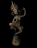 Cambodjaanse Apsara Khmer bronzen boeddhistische bel, Antiek en Kunst, Ophalen