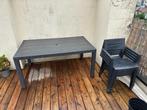 table et chaises d'extérieur, Jardin & Terrasse, Tables de jardin, Comme neuf, Plastique, Rectangulaire, Enlèvement