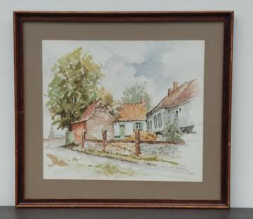 Mooie originele aquarel getekend Maxim, hoeve, GEEN AFDRUK ! beschikbaar voor biedingen