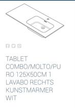 Lavabo badkamer meubel kunstmarmer mat wit 125 x50cm, Huis en Inrichting, Badkamer | Badkamermeubels, Ophalen, 100 tot 150 cm