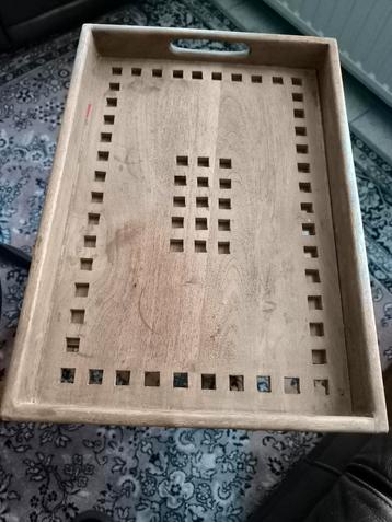 zware teaken dienblad, Huis en Inrichting, Woonaccessoires | Dienbladen, Ophalen of Verzenden, Gebruikt, Rechthoekig, Hout