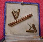 Manchetknopen en dasspeld (verguld), Handtassen en Accessoires, Manchetknopen, Ophalen, Goud