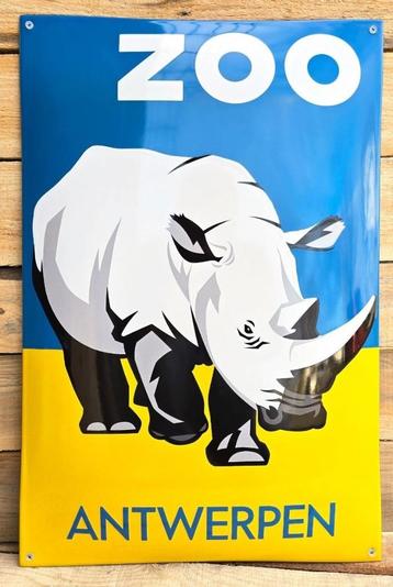 Zoo antwerpen emaillen bord neushoorn retro decoratie  beschikbaar voor biedingen